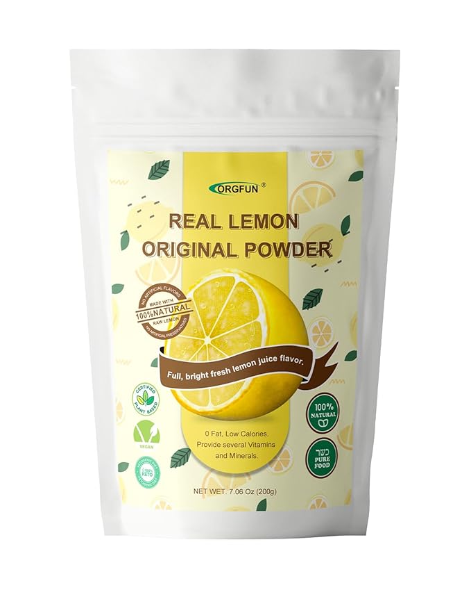 ORGFUN Original Lemon Powder, Freeze Dried Lemon Juice Powder, Great for Beverages, Smoothies