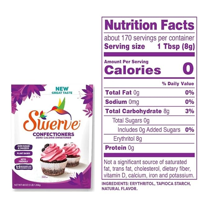 Swerve Ultimate Sugar Replacement Sweetener, Confectioners Sugar Substitute, Zero Calorie, Keto