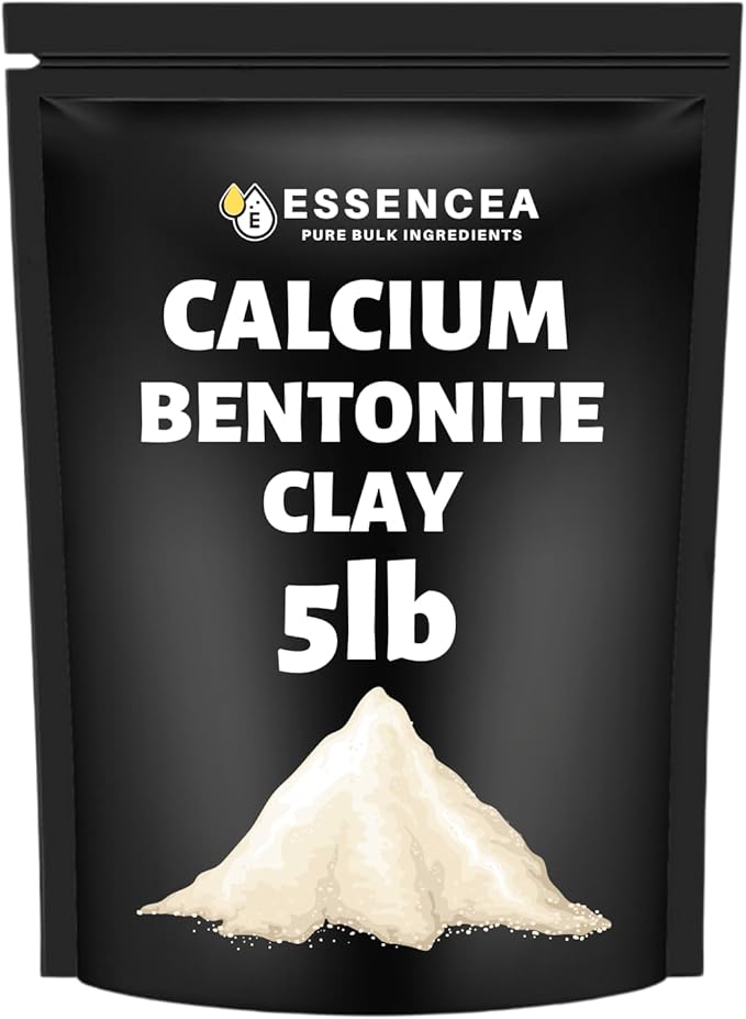 Calcium Bentonite Clay Powder 5lb by Essencea Pure Bulk Ingredients | Deep Pore Detox Face & Hair