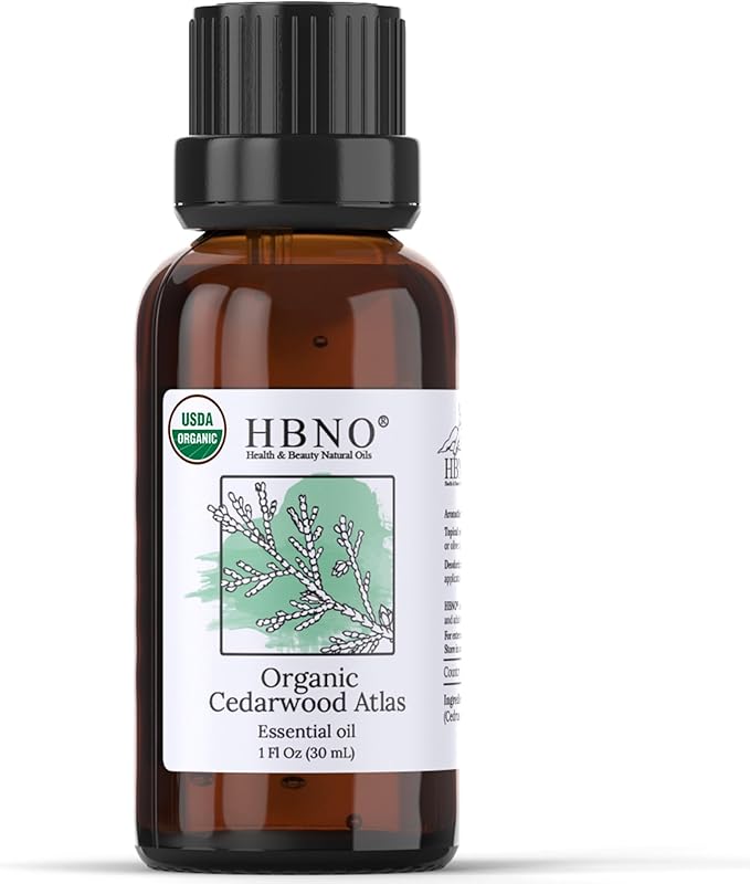 HBNO California Bottled Organic Cedarwood Essential Oil 1 fl oz (30ml) - USDA Certified Organic