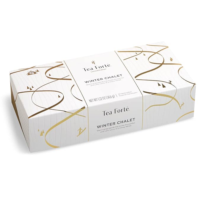 Tea Forte Winter Chalet Petite Presentation Box Tea Gift Set Sampler, 10 Count, 2 of Each Variety