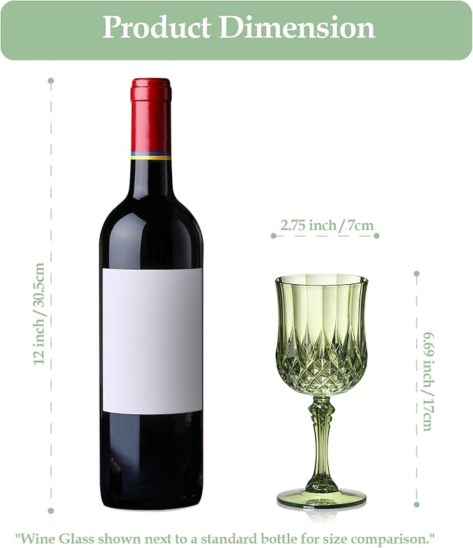 XUWAIDSGN 24 Pcs 7oz Plastic Vintage Wine Glasses Drinking Glasses Unbreakable Wedding Glassware