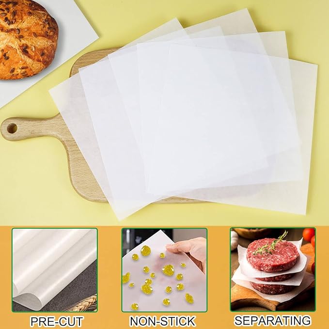 Hamburger Patty Paper, AIMEIKI 300Pcs 6x6 Inch Parchment Paper Sheets for Burger Press, Non Stick