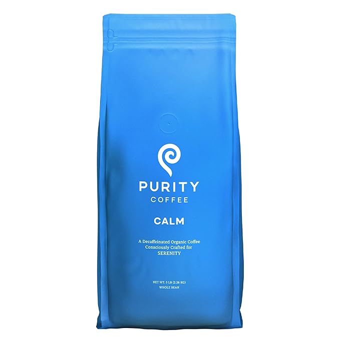 Purity Coffee CALM Decaf Medium Roast Whole Beans - USDA Certified Organic Specialty Grade Arabica