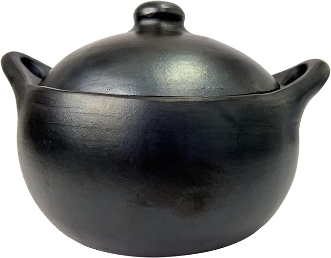 Authentic La Chamba Stewpot-Elegant, All-Natural Black Clay Dutch Oven for Braising, Baking