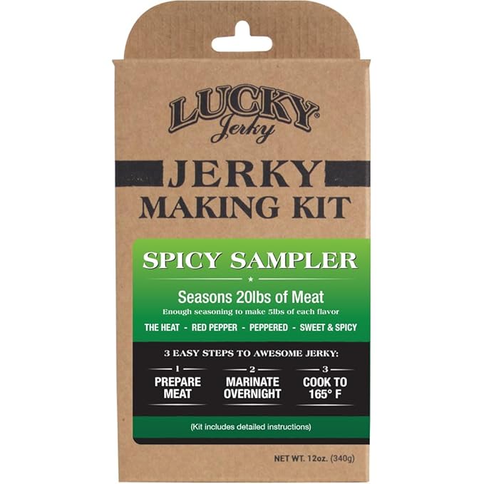 Lucky Jerky Ultimate Spicy DIY Jerky Seasoning Kit - 12oz - The Heat, Red Pepper, Black Pepper and