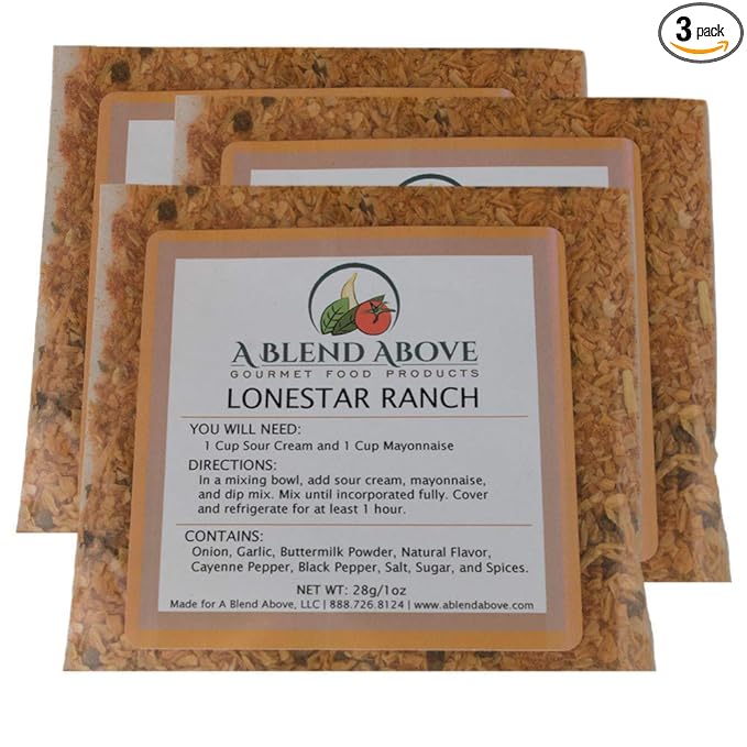 A Blend Above Lonestar Ranch Dip Mix Mixed Seasonings Packet, 1 oz (3 Pack)