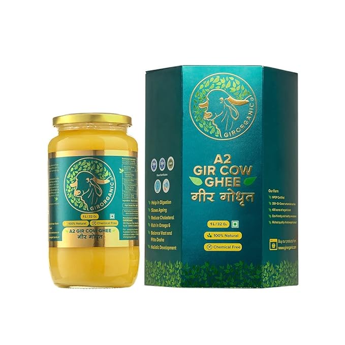 GirOrganic Grass Fed A2 Ghee| Clarified Butter (32 Oz) - Unsalted Gir Cow Ghee Butter - Organic