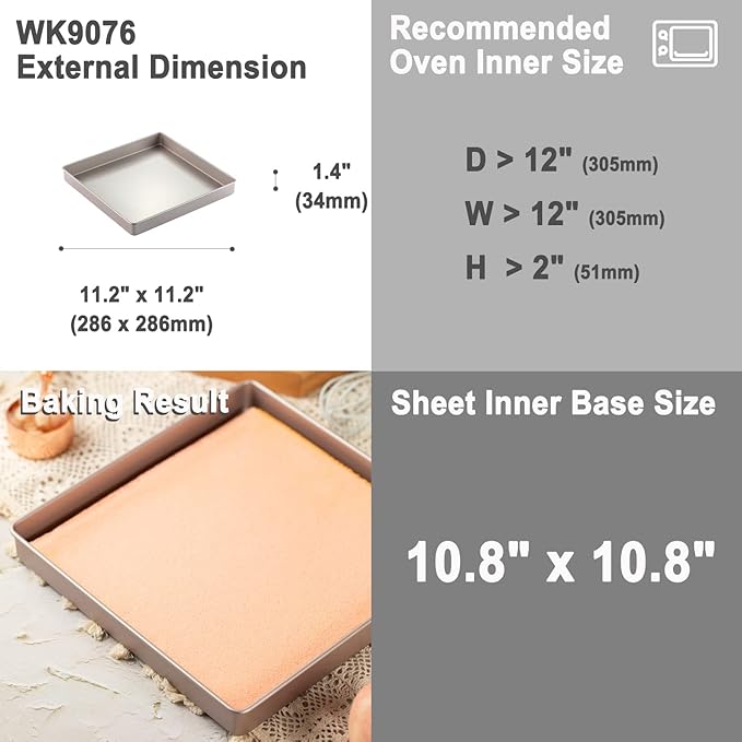 CHEFMADE 11-Inch Baking Sheet Pan, Non-Stick Square Jelly Roll Bakeware for Oven Roasting Meat