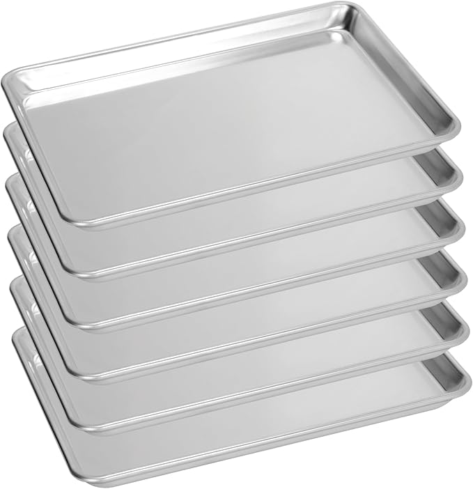 6 Pack Big Size Baking Sheet Pan, Aluminum Commercial Cookie Sheet Pan, Durable & Anti-Stick 15?쓝