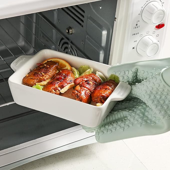 Sweejar Ceramic Baking Dish, Rectangular Small Baking Pan with Double Handles, 20 Oz for Cooking