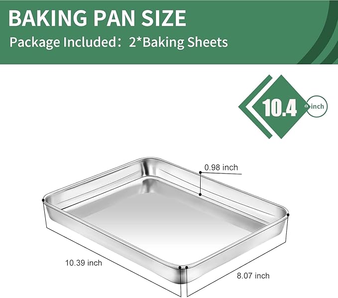 Baking Sheets Set of 2, HKJ Chef Cookie Sheets 2 Pieces & Stainless Steel Baking Pans & Toaster
