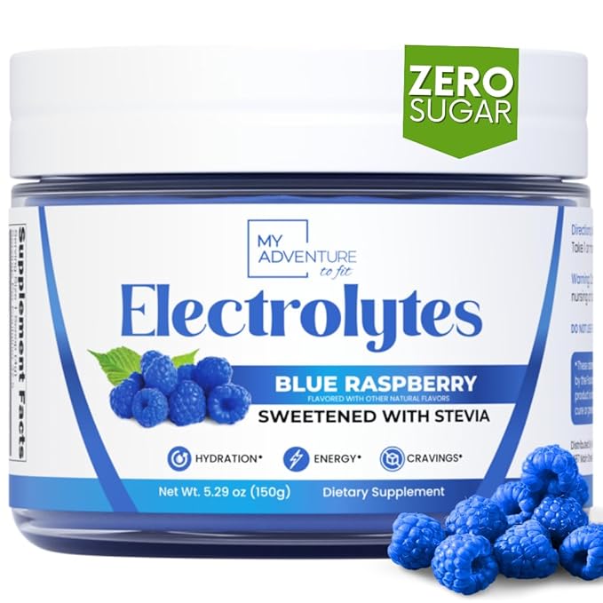 Zero Sugar - Blue Raspberry Electrolytes Powder - Refreshing Hydration - Caffeine Free Energy - All