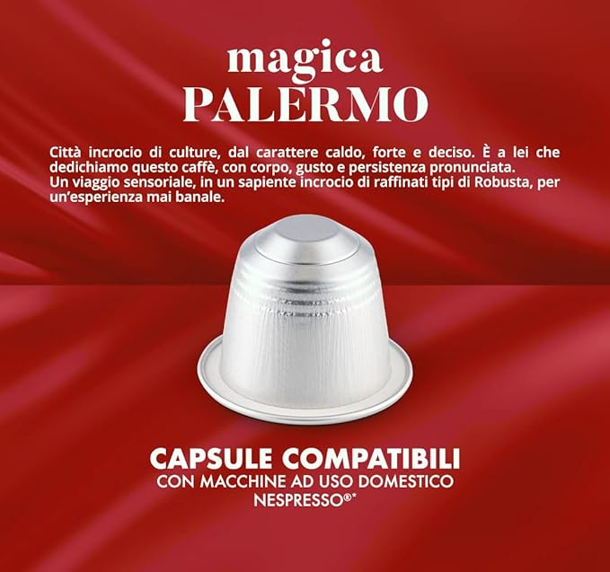 Caffe Borbone Aluminum Coffee Pods Compatible with Nespresso Original Machines, Magica Palermo