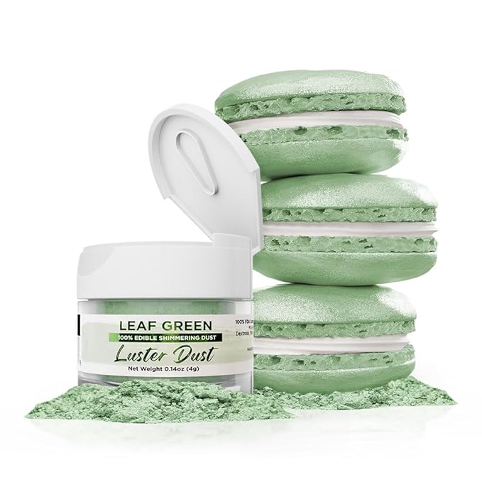 Luster Dust - Leaf Green (4g 1x Jar) | Edible Vegan Dust & Paint for Cake Decorating, Ice Cream