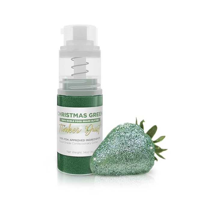 Bakell - Christmas Green Tinker Dust (4g, 1x Mini Spray Pump) Edible Glitter for Food, Desserts