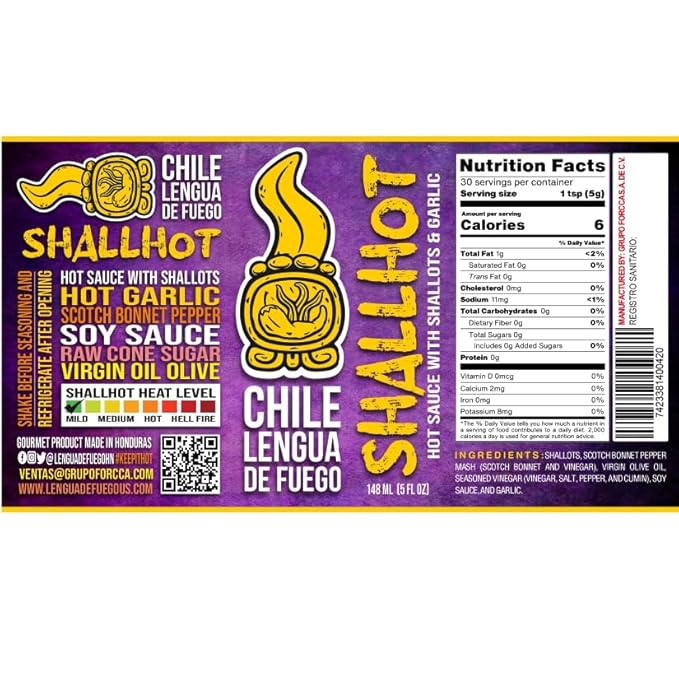 Hot Sauce | Chile Lengua de Fuego (Pack of 2, ShallHot) – Creamy Shallot & Garlic Hot Sauce with