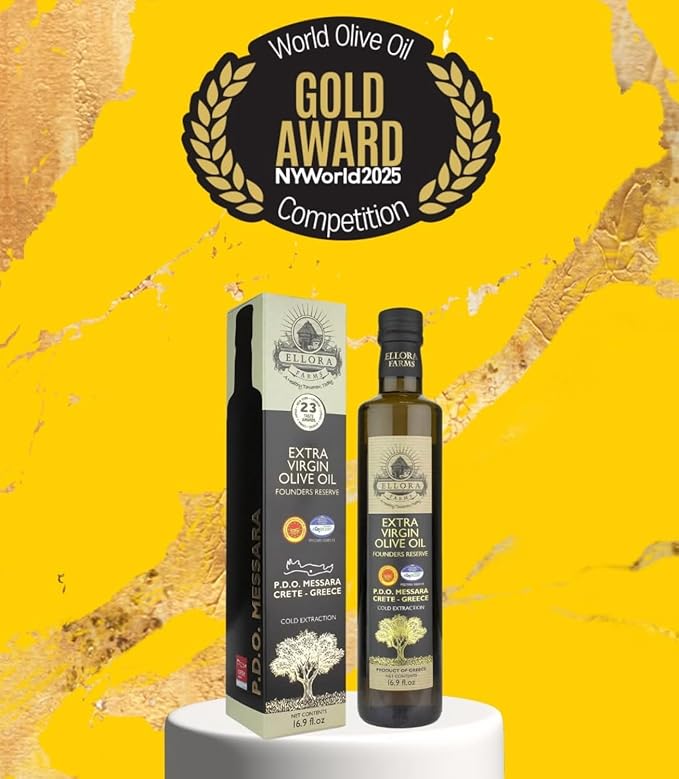 Ellora Farms, Greek Extra Virgin Olive Oil, Single Estate PDO Messara, Greece, Non GMO