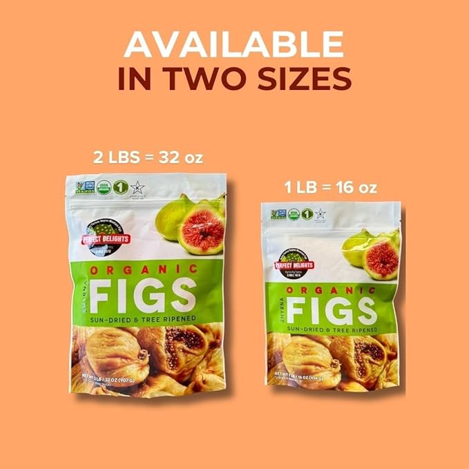 Perfect Delights Organic Turkish Figs, Vegan, Sun-Dried Pitted Figs, Healthy Fruit Snack for Kids