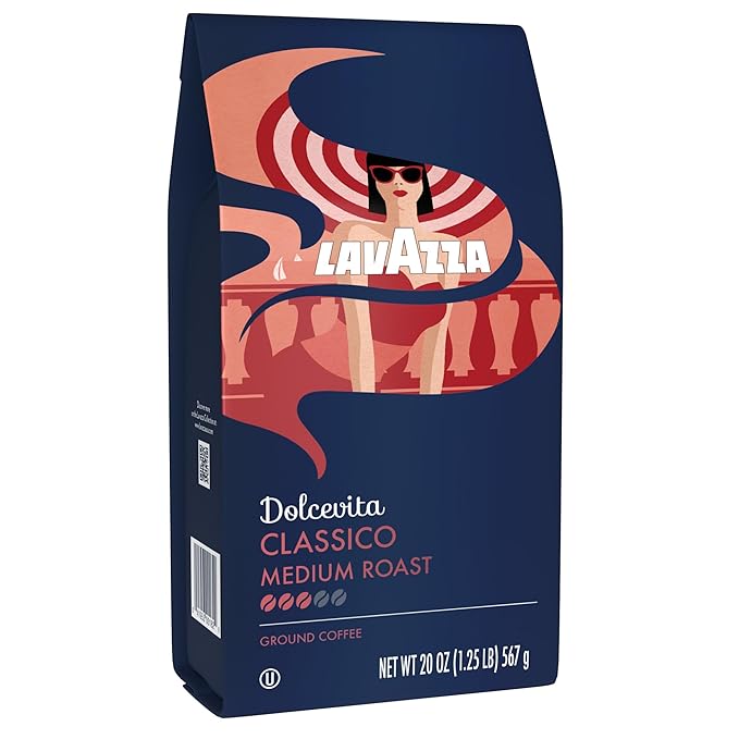 Lavazza Classico Ground Coffee Blend, Medium Roast, Authentic Italian, Blended And Roasted in