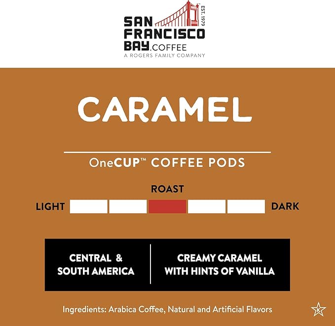 San Francisco Bay Compostable Coffee Pods - Caramel (80 Ct) K Cup Compatible including Keurig 2.0