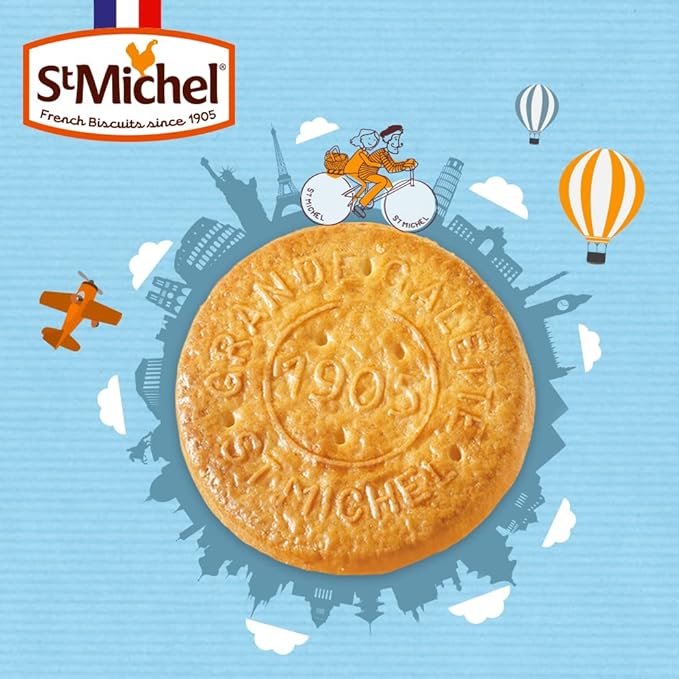 St Michel Caramel Grandes Galettes Butter Cookies Biscuits 5.29oz, Made In France, Pack of 4