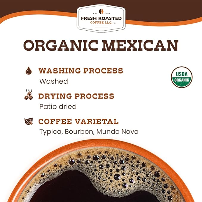 Fresh Roasted Coffee, Organic Mexican | Mold & Myco 3rd Party Tested, USDA Organic, Kosher | Medium