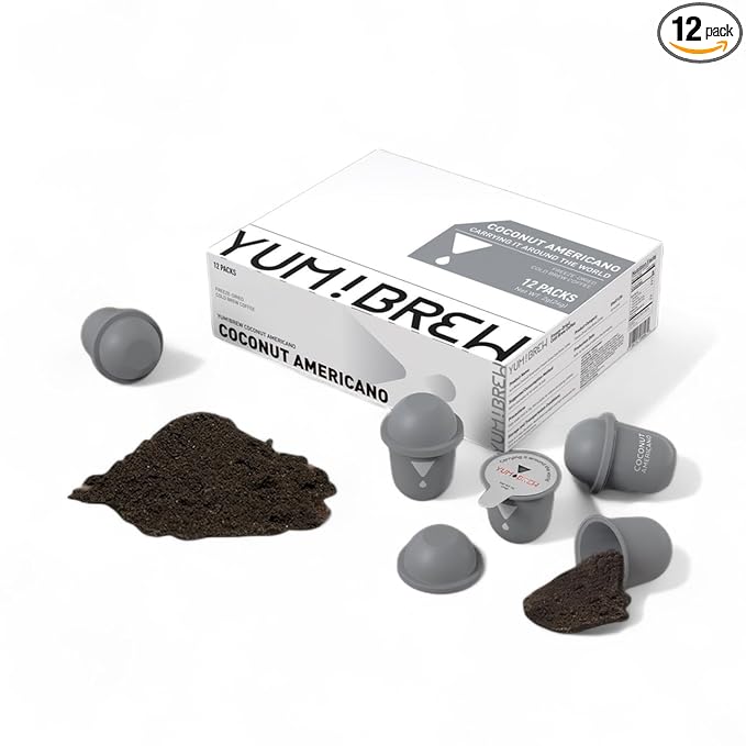 Yum!Brew Instant Coconut Americano Coffee – Freeze-Dried Yunnan Arabica | 12 Servings | Smooth &