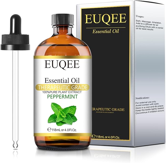 Peppermint Essential Oil 118 ml Pure Peppermint Oil with Glass Dropper, Great for Aromatherapy