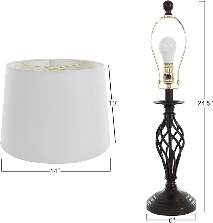 Lavish Home Table and Floor Lamps – Set of 3 Spiral Cage Design Lights for Living Room, Bedroom, or