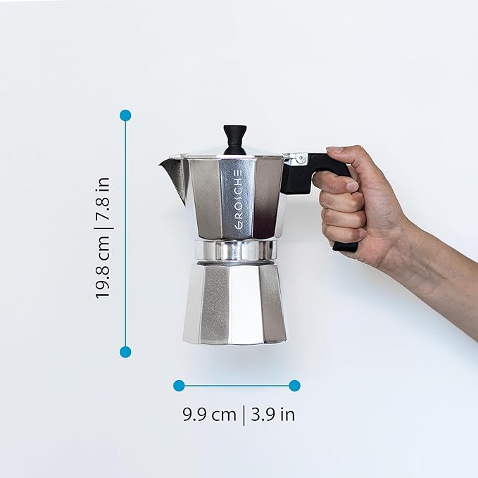 GROSCHE Milano Stovetop Espresso Maker Moka Pot 6 espresso Cup - 9.3 oz, Silver - Cuban Coffee
