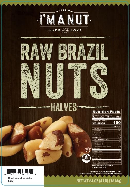 I’m A Nut Brazil Nuts, Broken, 64oz (4 lb) Distinct | Non GMO Batch Tested Gluten & Peanut Vegan