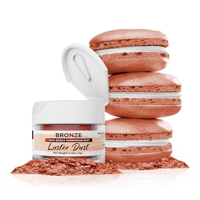 Luster Dust - Bronze Gold (4g 1x Jar) | Edible Vegan Dust & Paint for Cake Decorating, Ice Cream