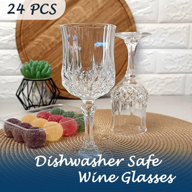 Plastic Wine Glasses，Plastic Goblets Vintage Style Cordial Drinking Glasses for Wedding Reception
