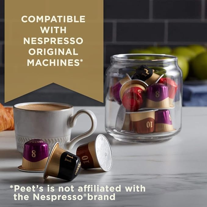 Peet's Coffee, Medium Roast Espresso Capsules, Compatible with Nespresso Original Machine - Crema