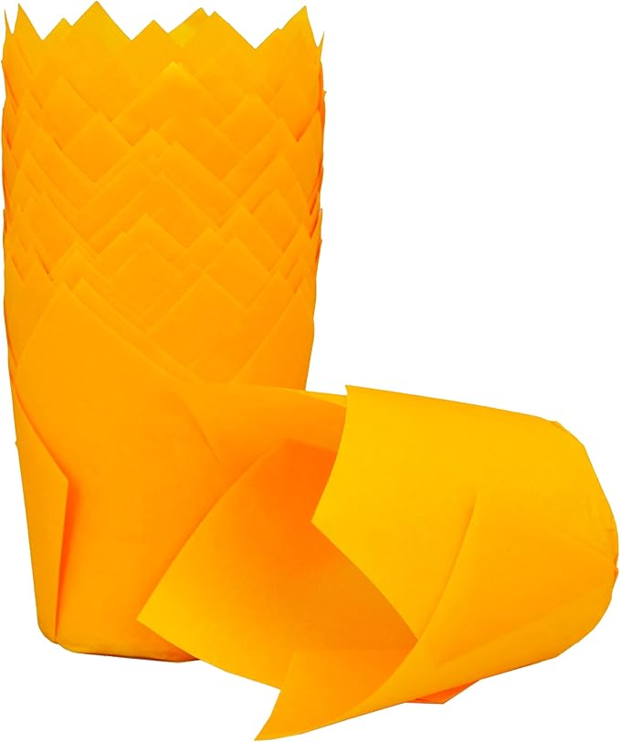 Orange color Large size Tulip Baking Cups 2-1/4"(Base diameter) x 4"(Wall height) Parchment paper