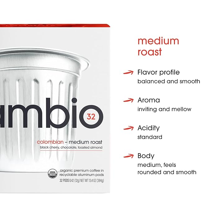 Cambio Roasters Colombian Organic Coffee K Cups for Keurig, Medium Roast Coffee K-Cup, Only