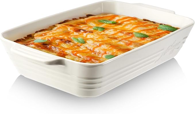 Casserole Dishes for Oven,9x13 Ceramic Baking Dish,4.2 Quarts Large Lasagna Pan with Handles Deep