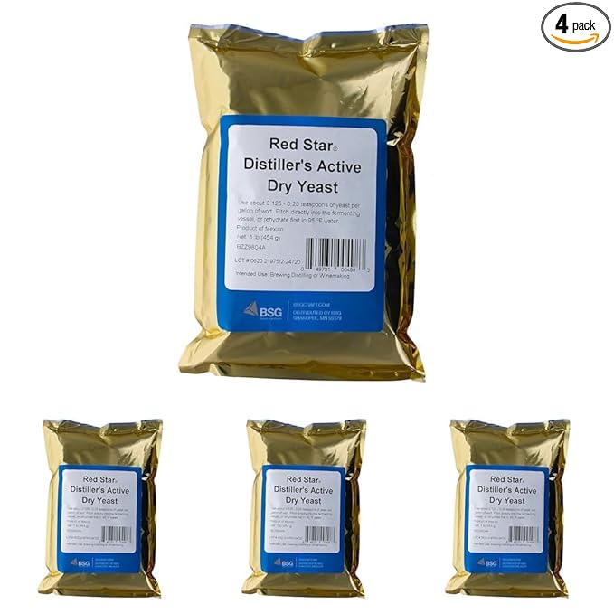 Red Star Distiller's Yeast (DADY), 1 lb. (Pack of 4)