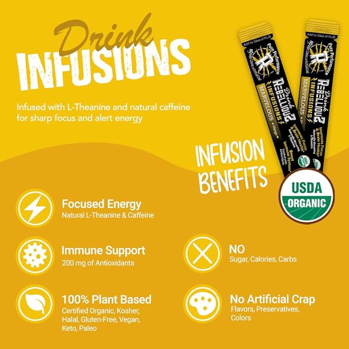 Rebellious Organic Energy Drink Mix Pure Performance Bundle (4 Pack Bundle, 10 Counts Each) ??0
