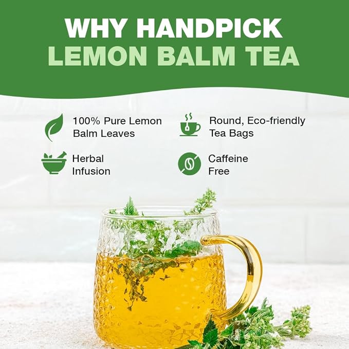 HANDPICK Lemon Balm Tea Bags ??100 Count | 100% Pure Natural Dried Lemon Balm Herb | Caffeine-Free