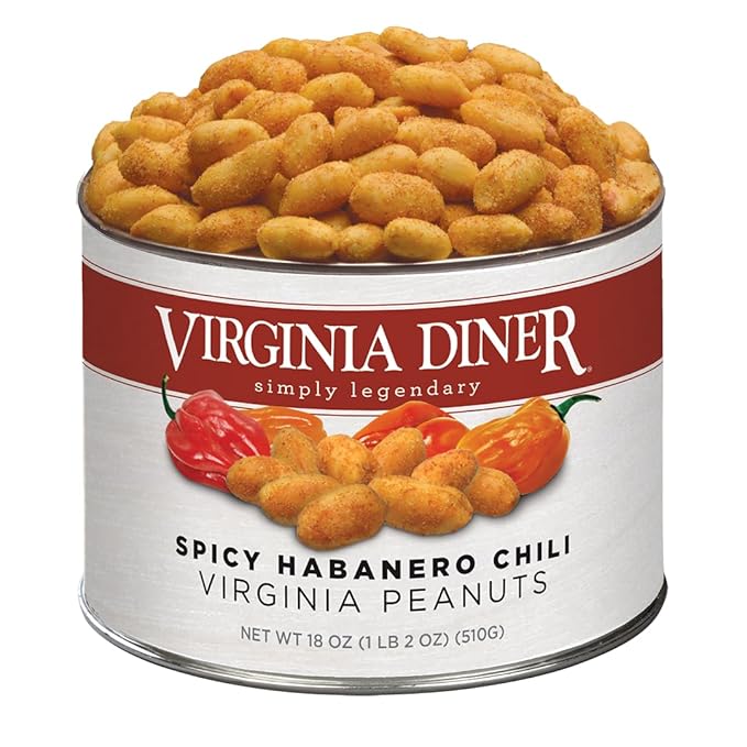Virginia Diner Natural Virginia Spicy Habanero Chili Peanuts, Gourmet Blister Roasted Nuts in