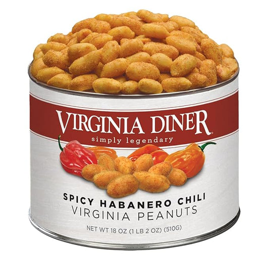 Virginia Diner Natural Virginia Spicy Habanero Chili Peanuts, Gourmet Blister Roasted Nuts in