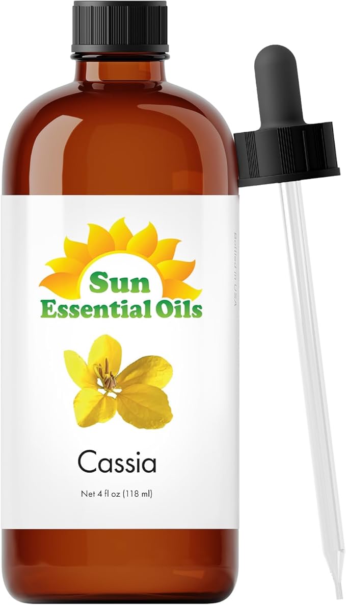 Sun Essential Oils - Cassia 4oz Bottle for Diffuser, Humidifier, Aromatherapy, Hair and Skin Care