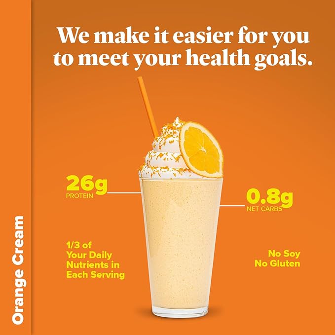 Keto Chow Orange Cream - Keto Meal Replacement Shake Powder - Nutritionally Complete - Low Carb