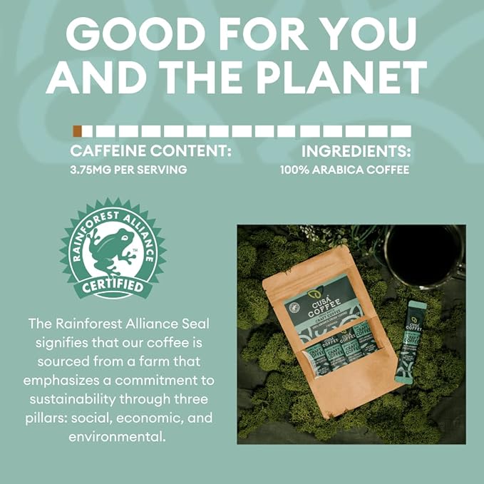 Cusa Tea & Coffee | Premium Instant 100% Arabica Decaf | Rainforest Alliance Certified Arabica