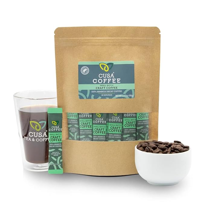 Cusa Tea & Coffee | Premium Instant 100% Arabica Decaf | Rainforest Alliance Certified Arabica