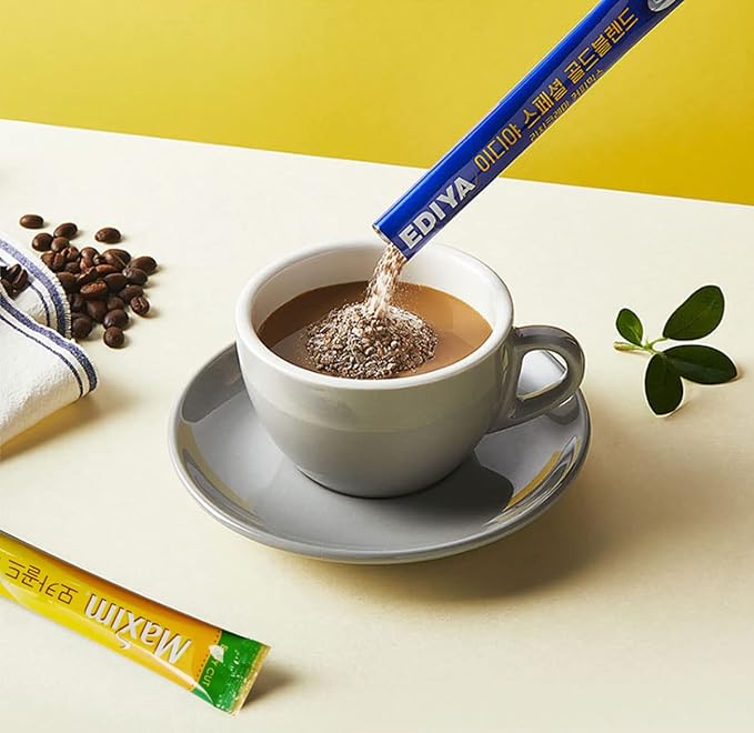 Korean 3 in 1 Instant Coffee Mix Variety Sample Packets-16 Sticks of 4 Different Flavors.Camping or