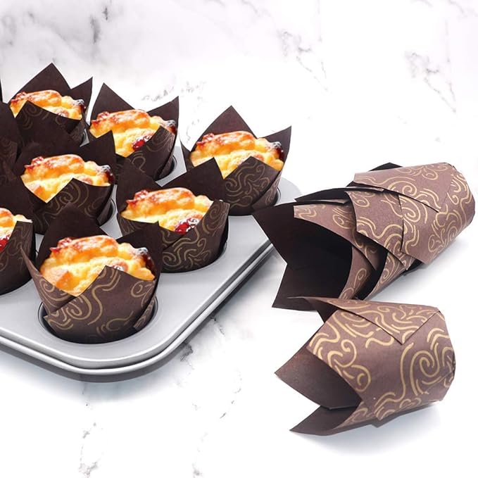 150pcs Tulip Cupcake Liners Baking Cups Muffin Liner Grease-Proof Paper Cupcake Wrappers for