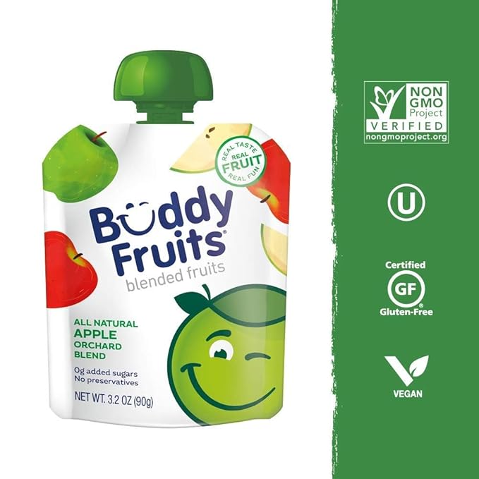 Buddy Fruits Snacks To Go Orchard Blend Unsweetened Applesauce 3.2oz Pouch (18pk)